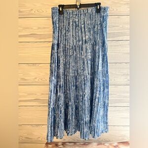 Coldwater Creek Blue Floral Paisley Pleated Tiered Skirt Xl